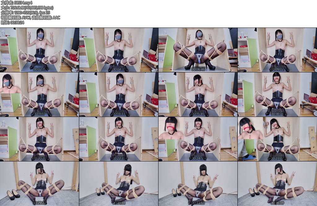 [亚洲绳艺] 拘束双手比耶啵啵贝震动糕朝三个姿势-丝依依