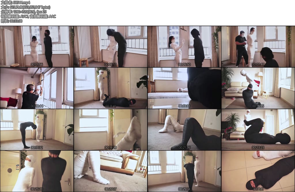 [逍遥原创] 黑白木乃伊姐妹下超经典的逍遥老片双御姐被下迷药全包成木乃伊包裹成只能蠕动的黑白色人茧-丝依依