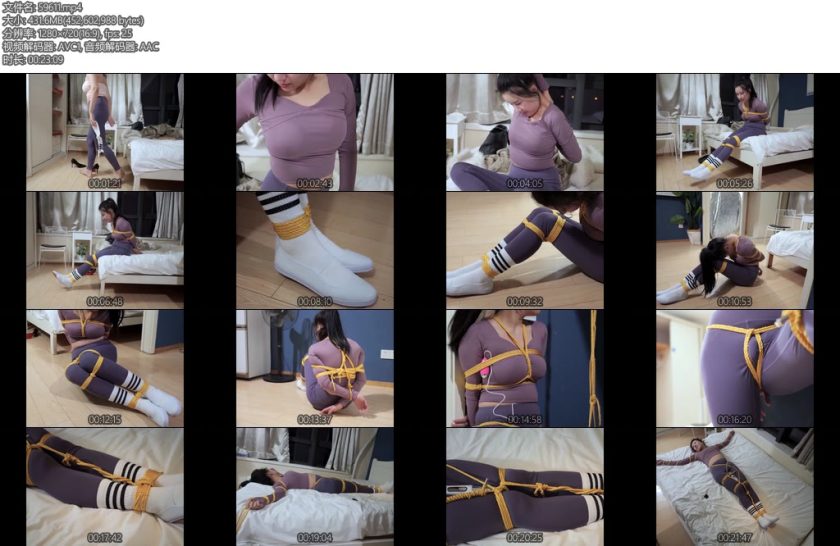 [红鲤鱼] 紧身瑜伽服白袜固定吊腿大字固定震动-丝依依