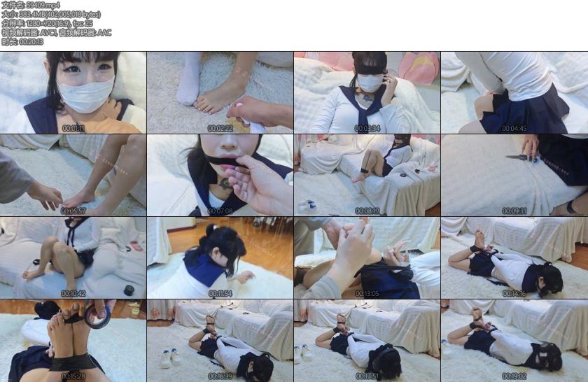 [司念念] 念念回家被劫匪劫持脱袜子堵嘴自救后又被抓回重新绑成驷马0-丝依依
