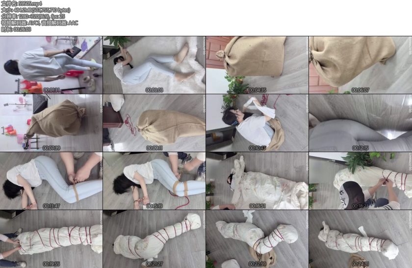 [栖月原创] 女OL的麻袋全包之旅迷晕OL捆绑装入麻袋逃跑失败再次再棉被全包-丝依依
