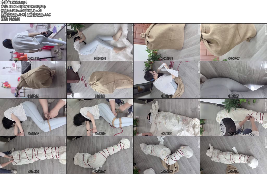 [栖月原创] 女OL的麻袋全包之旅迷晕OL捆绑装入麻袋逃跑失败再次再棉被全包-丝依依