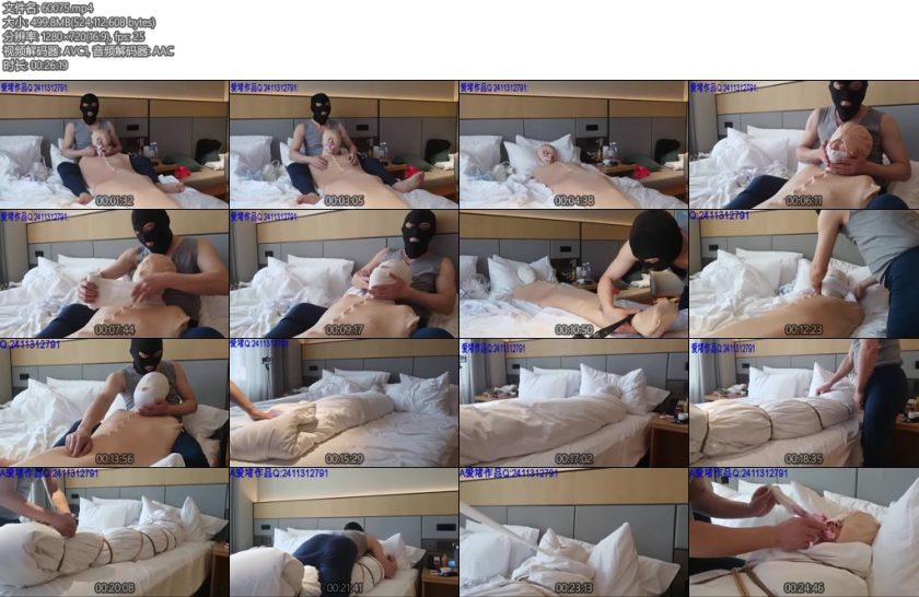 [爱堵之人] 绳捆棉被包裹束身衣严密堵嘴封闭式木乃伊体验-丝依依