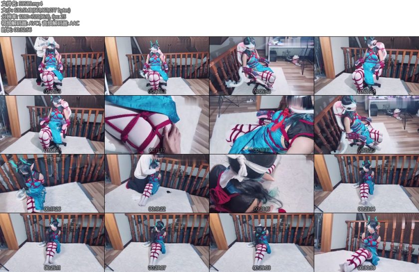 [BadCat] 明日方舟夕旗袍cos妙妙嫌弃脸椅子上紧缚放置挣扎全程袜子塞嘴蒙眼坐姿紧缚放置半小时挣脱尝试-丝依依