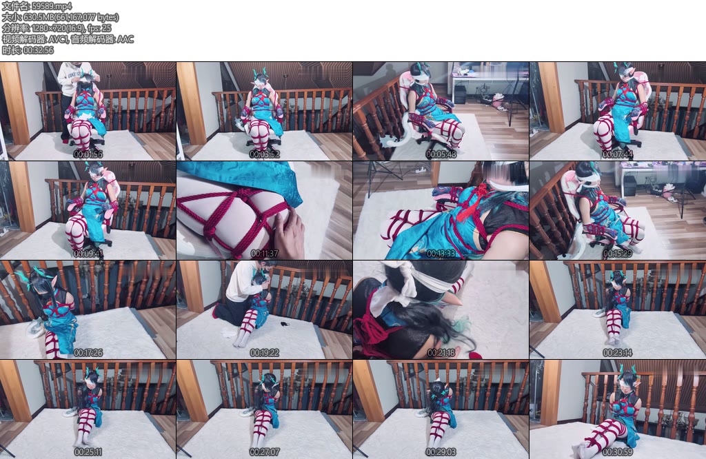 [BadCat] 明日方舟夕旗袍cos妙妙嫌弃脸椅子上紧缚放置挣扎全程袜子塞嘴蒙眼坐姿紧缚放置半小时挣脱尝试-丝依依