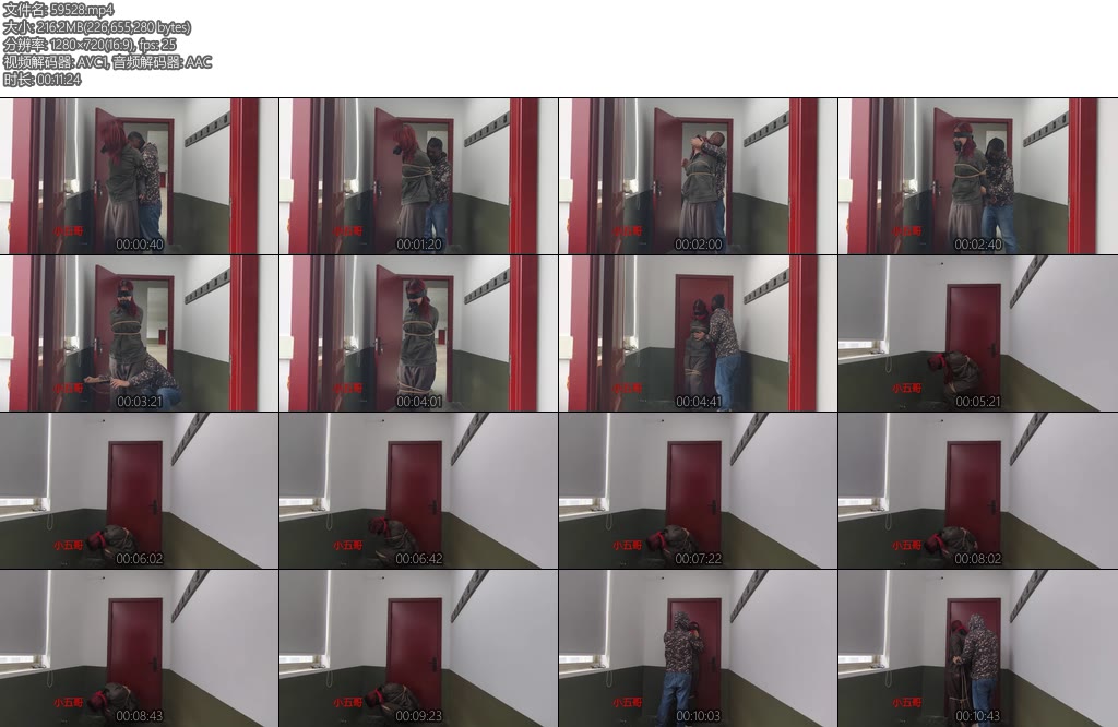 [小五哥] 小屋子的劫持丝巾塞嘴红色丝袜蒙嘴-丝依依
