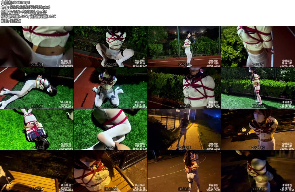 [亚洲绳艺] 牵丝身穿白色水手制服男娘提子深夜户外偏僻路边paly-丝依依