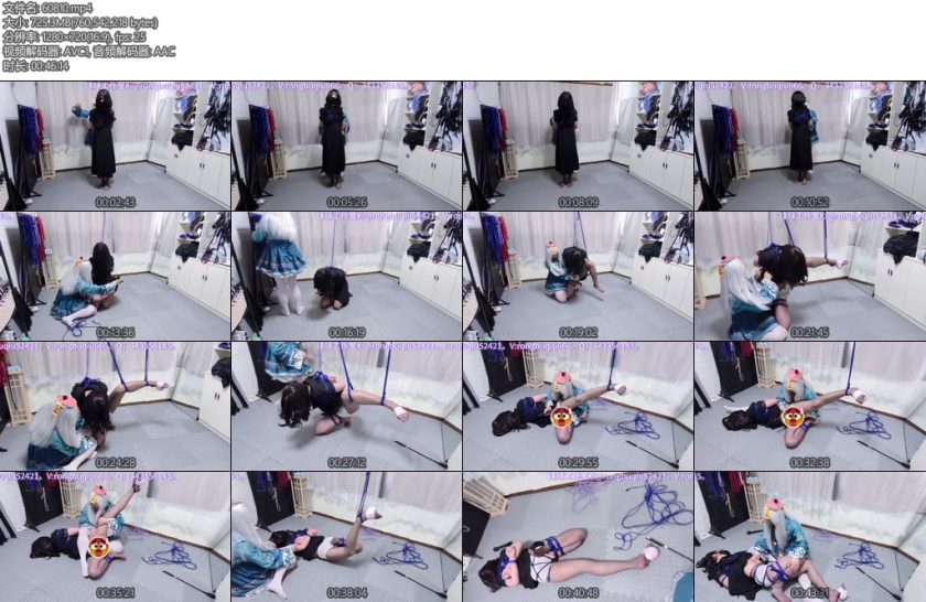 [亚洲绳艺] 球球小男娘单腿跪吊-丝依依
