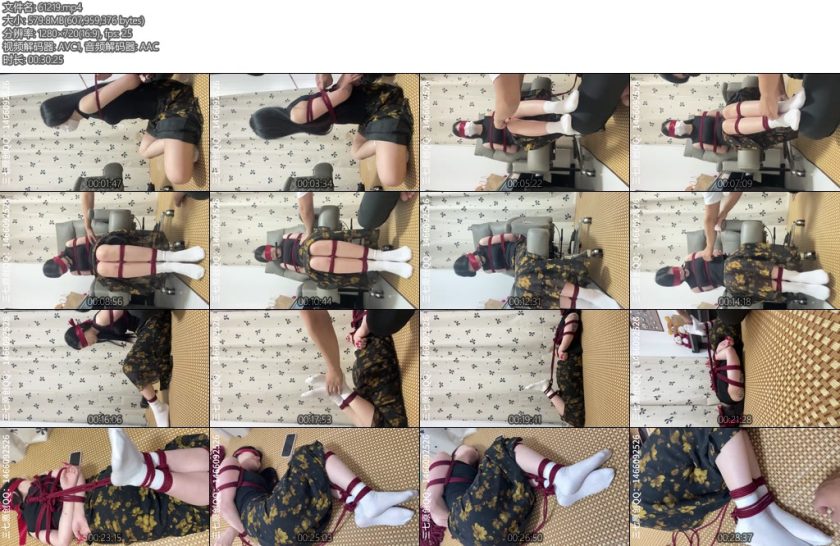 [三七原创] 白袜驷马挠脚心口球自己挣扎解开绳子-丝依依