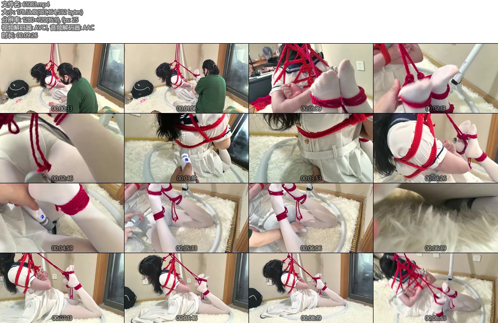 [小自白] 白丝小白裙红绳吊缚极限反弓-丝依依