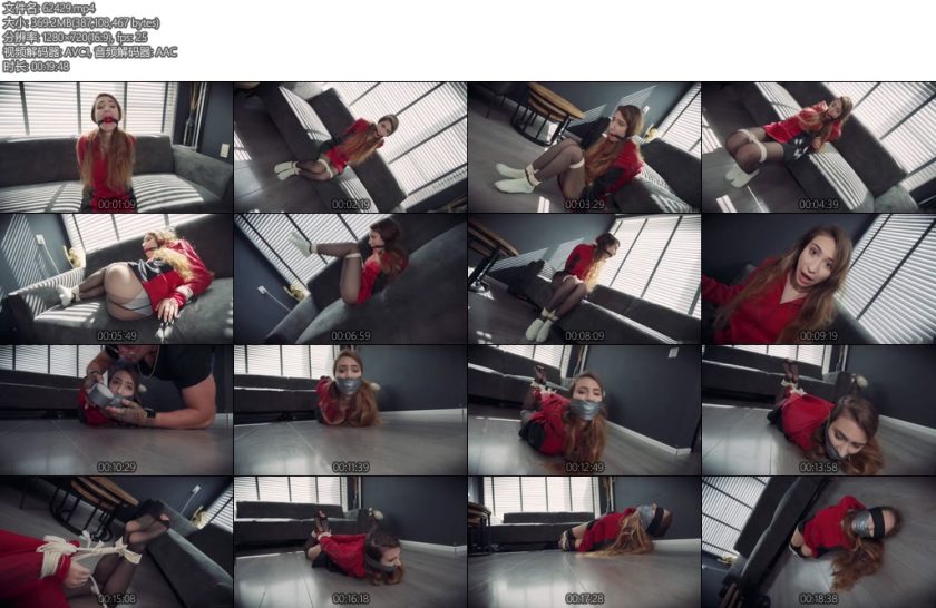 [欧美绳艺] Rey s Self Gagging Space Cadet Bondage ballgag selfgag hogtied ducttape wrapgag blindfold si-丝依依