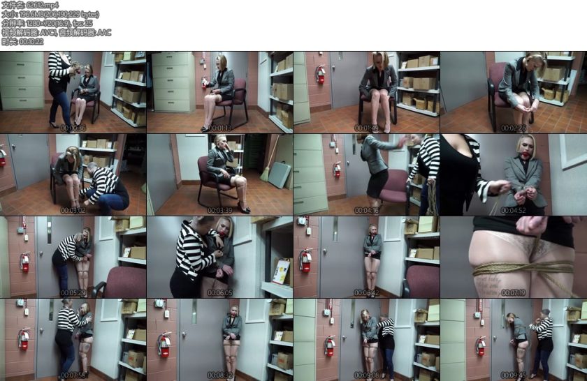 [欧美绳艺] Cute secretary tied up at work by a masked woman-丝依依