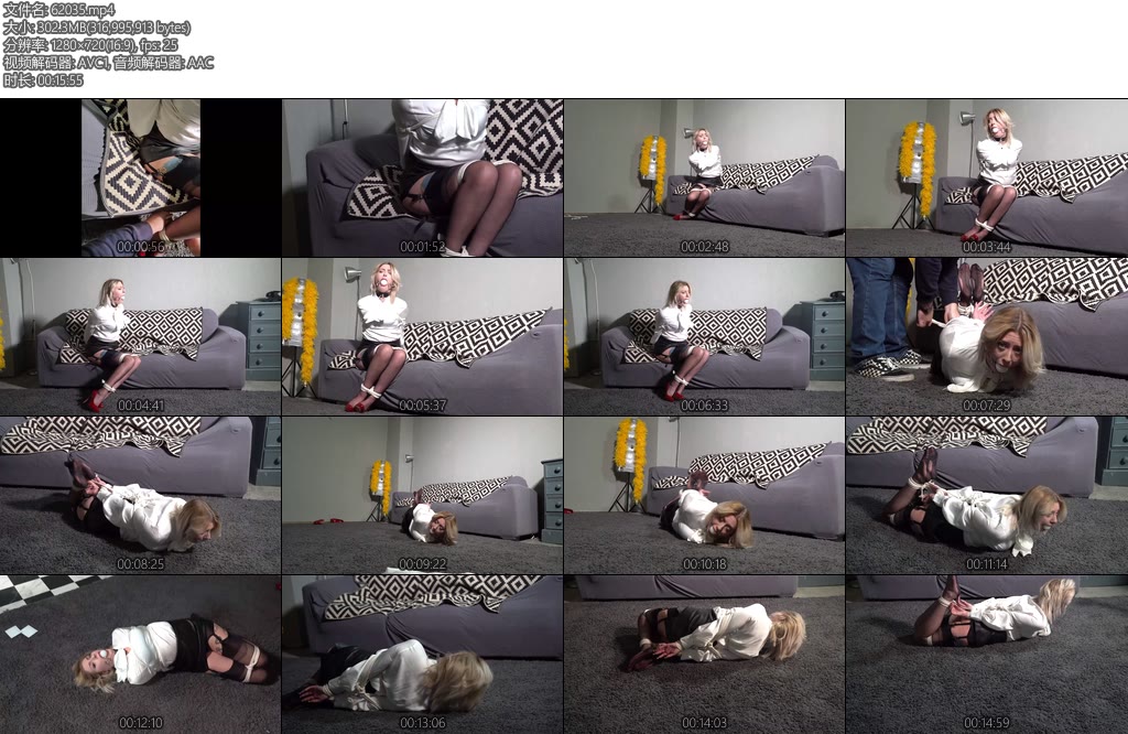 [欧美绳艺] Amber in White Blouse Hogtied-丝依依