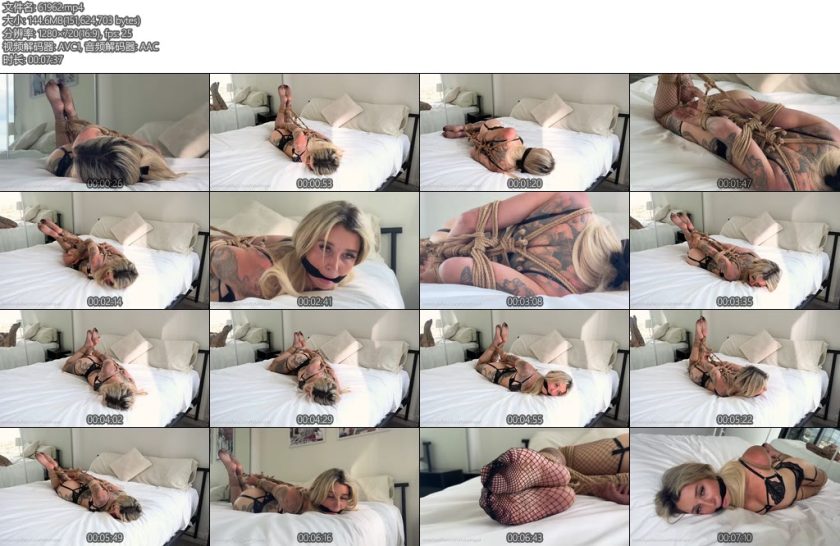 [欧美绳艺] Portia Brandy Hogtied Gagged in Fishnet Stockings-丝依依