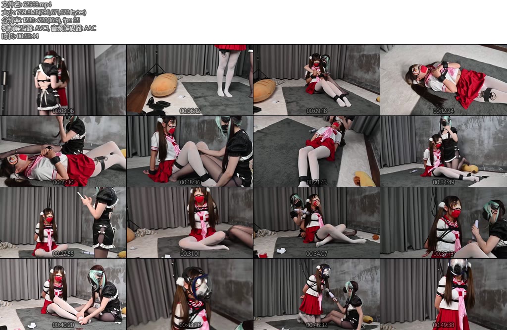 [绳欲club] 新模特小月首次出镜红色水手服丝袜塞嘴超多口水打湿胶带双人游戏防毒面具放置ZX-丝依依