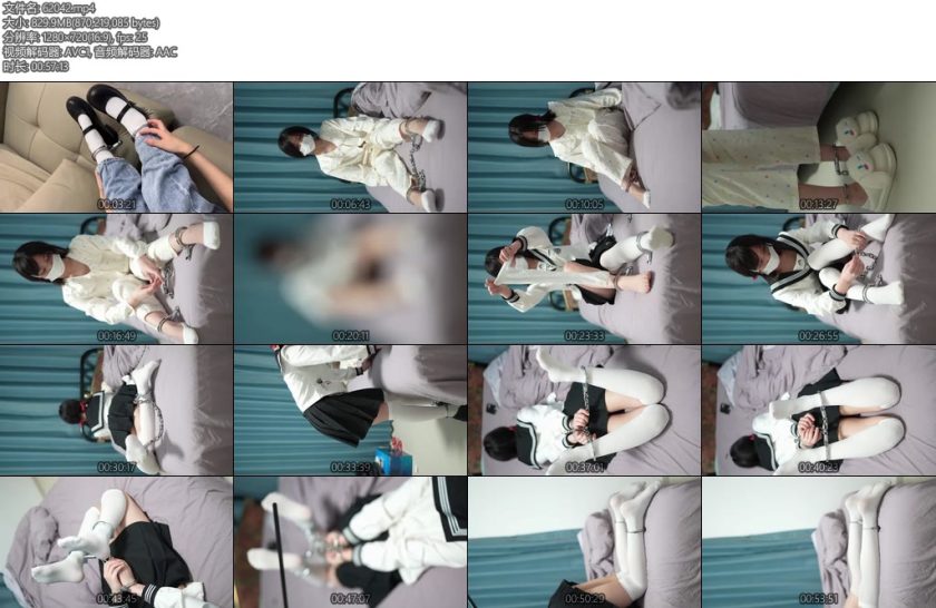 [布莱恩] JK水手服女孩挑战手铐锁脚两天带脚铐坐地铁-丝依依