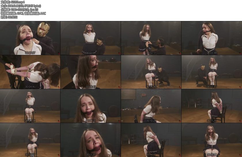 [欧美绳艺] Arina School Uniform Bondage Part 2 Chair Tied with a Huge BallGag-丝依依