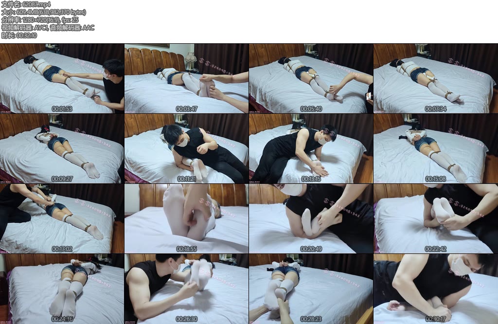 [司念念] 念念挠痒和震动的双重强制短裤白色过膝袜胶带封蒙眼捆绑固定zdbtk-丝依依