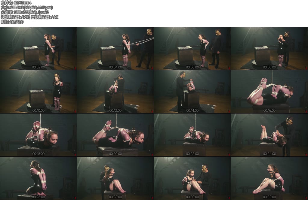 [欧美绳艺] Arina in a Latex Dress Huge Ball Gag Tight Ropes and an Arched Predicament Hogtie-丝依依