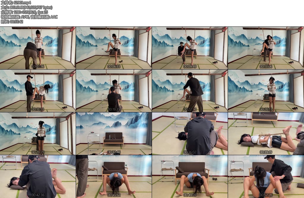 [秦韵绳屋] 东隅映像小姑娘单腿吊驷马大闸蟹三种不同姿势被缚同时捞脚心-丝依依