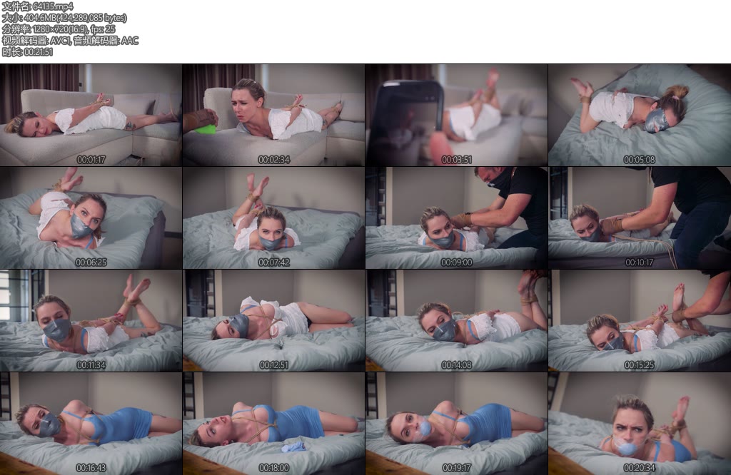 [欧美绳艺] Chloe Rich Husband Phone Call Duct Tape Capture Handgag Stuffgag Ducttape Blindfold Wrapgag S-丝依依