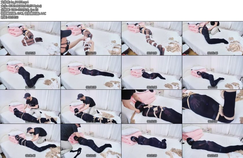 [亚洲绳艺] 丝袜捆绑全包无内啵啵贝丝袜蒙眼勒嘴-丝依依