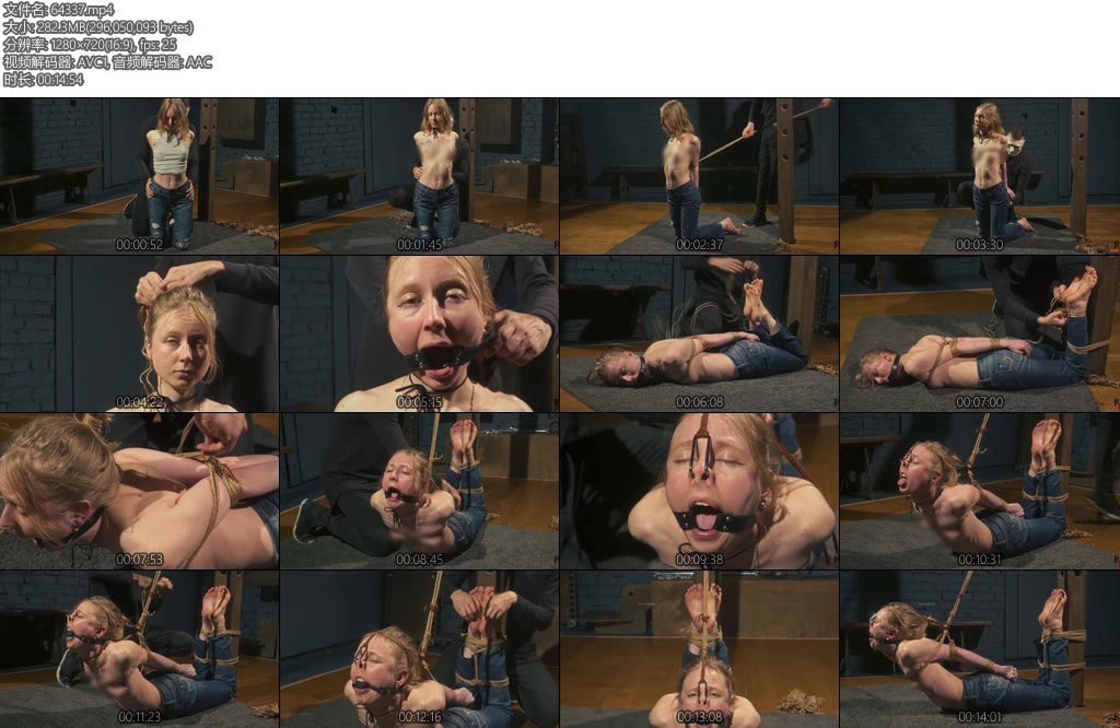 [欧美绳艺] Mandy Very Tight Topless Pole Hogtie with Ball Gag and Nose Hook-丝依依